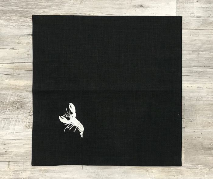 Loft Serviette schwarz mit Hummer in SILBER